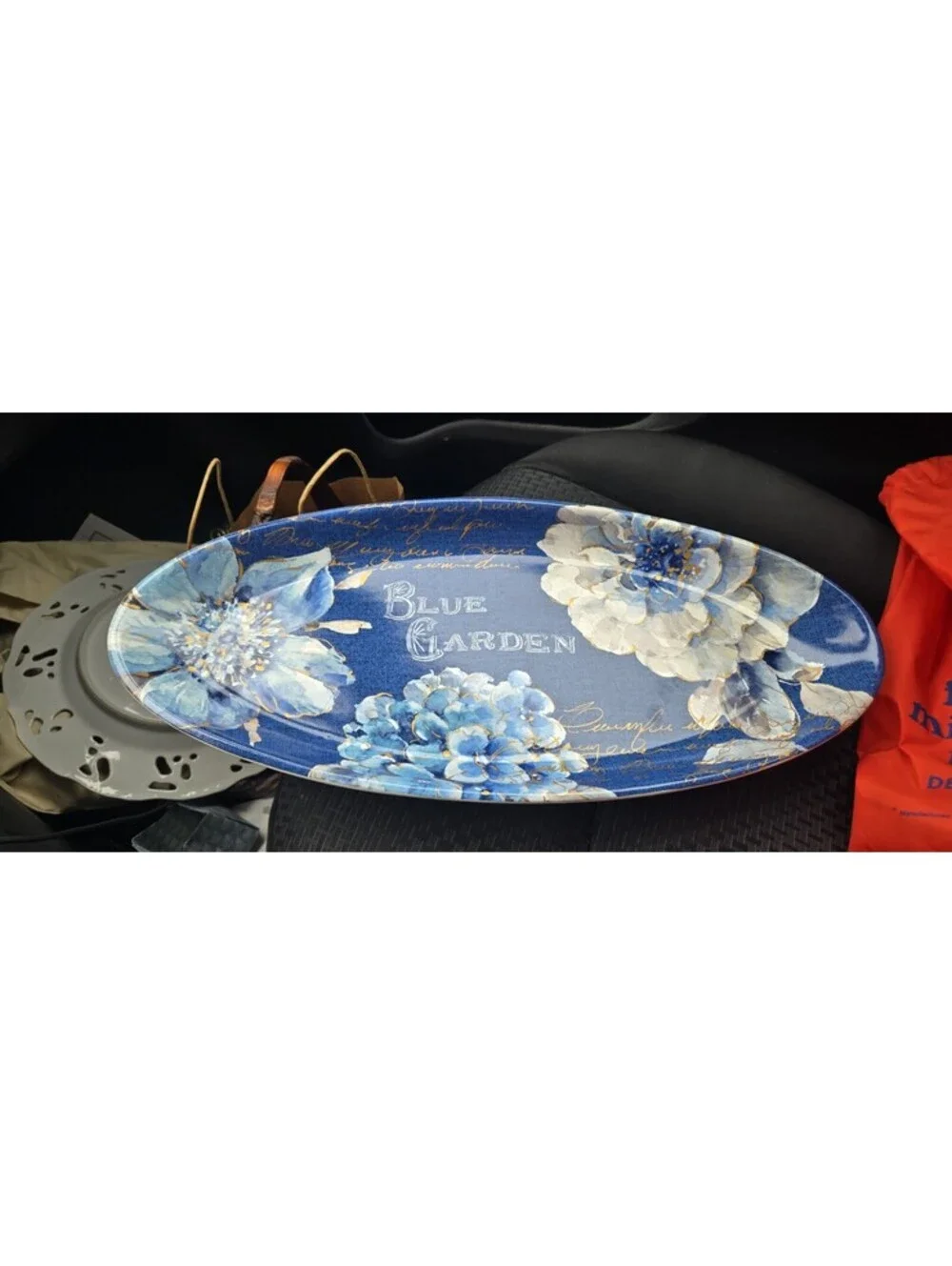 Indigold Certified International Signed Lisa Audit Floral OvalTray Floral 19.75